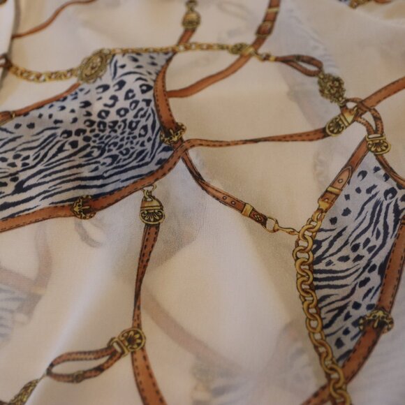 St John Sport Sheer Med Button Down Mob Wife Retro Glam Rock Equestrian - Picture 5 of 12